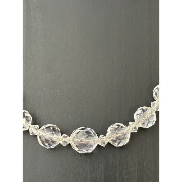 Vintage / Antique Faceted Glass Beaded Necklace Sterling Silver Clasp Chain - Picture 3 of 5